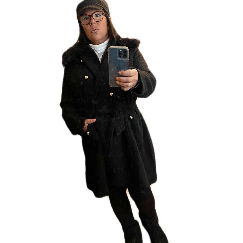 Jessica Simpson wool coat with fur. XL
